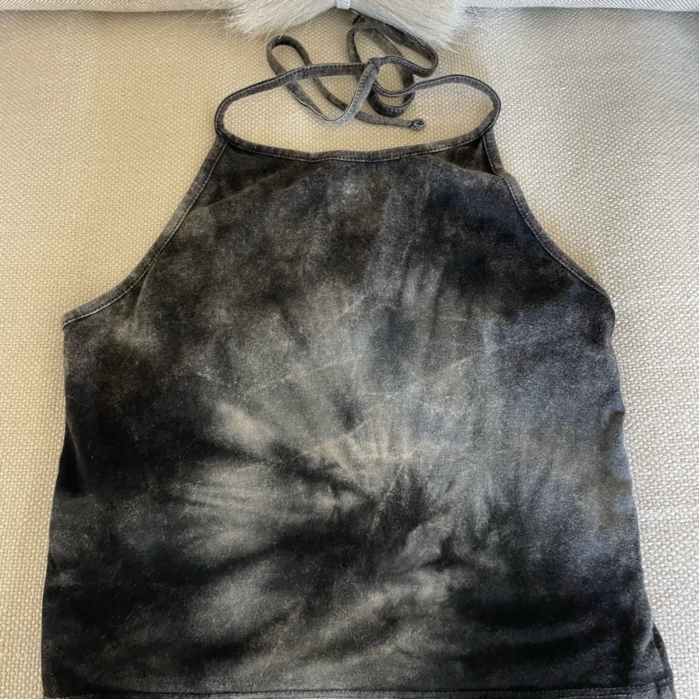 Brandy Melville Black and Gray Tie-Dye Camisole